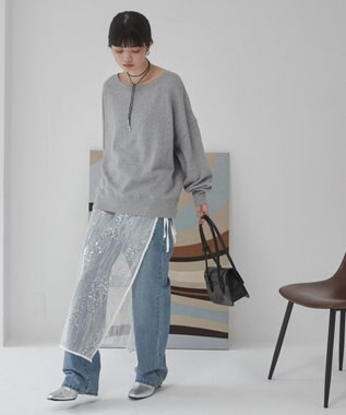 WEGO 【ANGIE VINTAGE/SETUP対応アイテム】オフショルダー裏毛スウェット 杢グレー