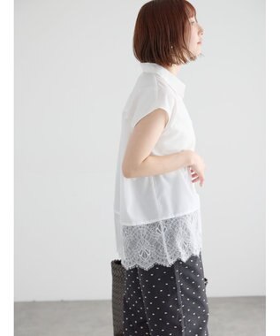Te chichi レースヘムドッキングシャツ オフホワイト