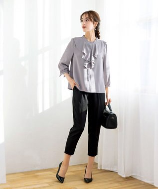 Tiaclasse 【洗える】フリルブラウス グレー