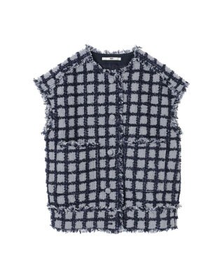 DAKS チェックツイードベスト ネイビー