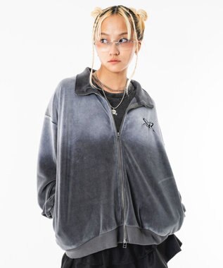 WEGO 【ユニセックス着用ITEM】ブリーチロゴベロアトラックジャケット グレー
