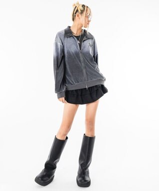 WEGO 【ユニセックス着用ITEM】ブリーチロゴベロアトラックジャケット グレー