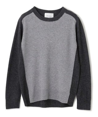 BEIGE， 【WEB限定・洗える】ROGAN / バイカラーウールクルーネックニット M Gray x C Gray