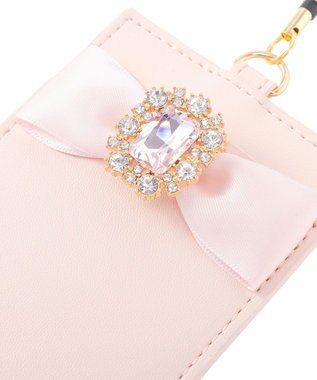 Maison de FLEUR リール付きビジューリボンパスケース Pink