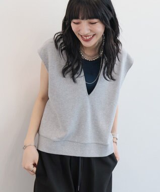 AMERICAN HOLIC 【RUSSELL】裏毛Vネックベスト Dark Gray Mixture