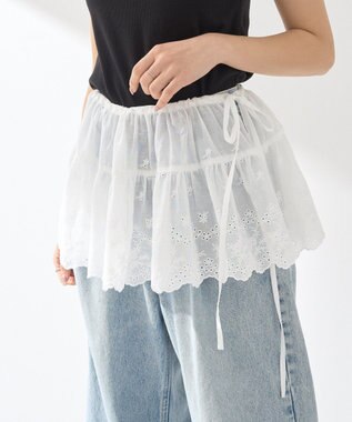 earth music&ecology エンブロイダリー刺繍ラップスカート Off White
