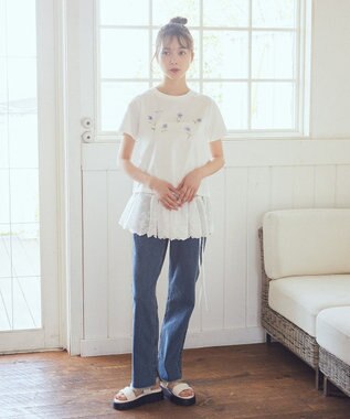 earth music&ecology エンブロイダリー刺繍ラップスカート Off White