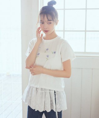 earth music&ecology エンブロイダリー刺繍ラップスカート Off White