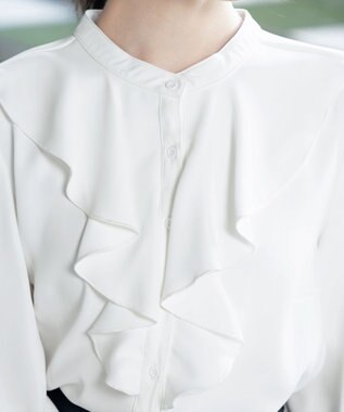 Tiaclasse 【洗える】フリルブラウス オフホワイト