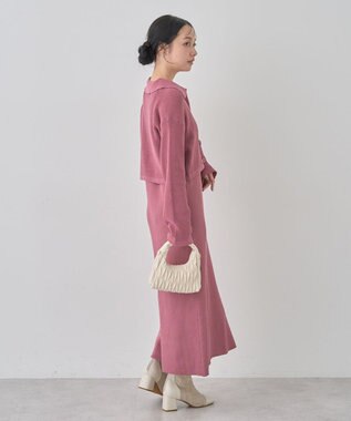 earth music&ecology ＳＥＴ２点襟付きカーディガン＋ニットワンピース Pink