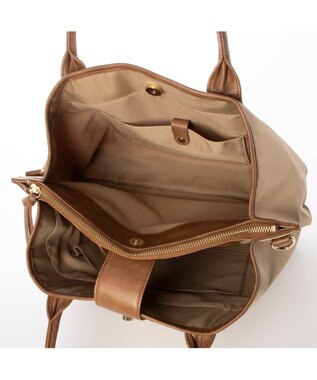 UNBILLION ペルケ perche / ナイロン×牛革付属ユーティリティ2wayトート ライトベージュ