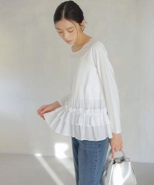 組曲 S 【先行予約】フリルシャツコンビ ロングTシャツ