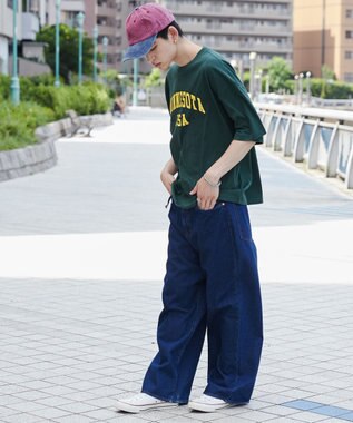 WEGO 【ユニセックス着用ITEM】カレッジロゴプリントT（SS） ダークグリーン