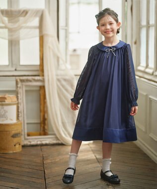 組曲 KIDS 【110-140㎝】チュールフレア ドレス ネイビー