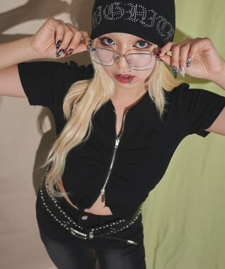 WEGO フロントギャザーWジップT ブラック