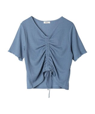 earth music&ecology ポコポコギャザードロストプルオーバー Grayish Blue