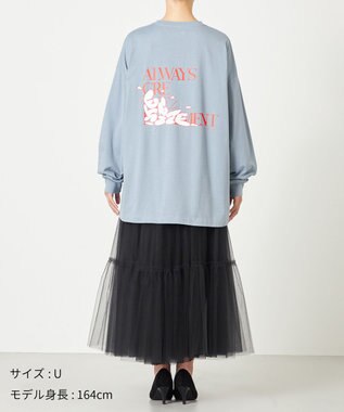 NAVE 【xNAVE】Six Sence Recordコラボ グラフィックロングスリーブT スカイブルー系