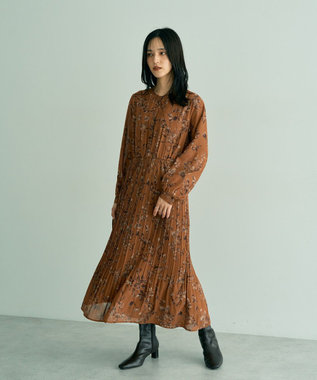 YECCA VECCA ヴィンテージフラワー柄プリーツワンピース