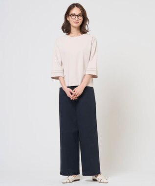 J.PRESS LADIES S チノストレッチ ワイドパンツ ネイビー系