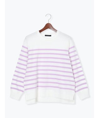 Te chichi ボーダーボックスシルエットプルオーバー ラベンダー