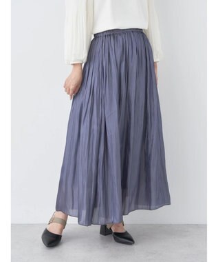 earth music&ecology シャイニーギャザースカート Charcoal Gray