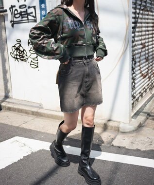 WEGO ラインストーンWジップショートパーカー 柄1