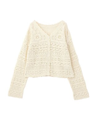 AMERICAN HOLIC 【前後2WAY】レース透かし編みニットカーディガン Ivory