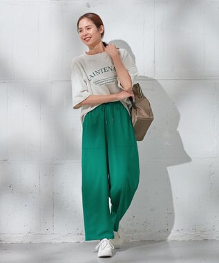 ANY 【ウエストゴム/UVケア/接触冷感】清涼リラックスワイドパンツ グリーン