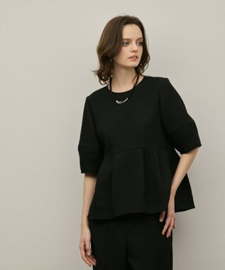 GRACE CONTINENTAL オーガンジージャガードトップ ブラック