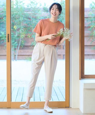 ANY 【UVケア/接触冷感/ウエストゴム】イージケア美脚パンツ テーパード サンドベージュ