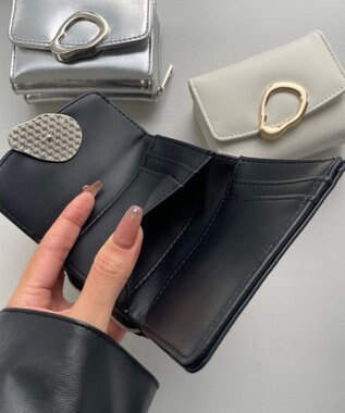 WEGO ニュアンスパーツフラップウォレット ブラック