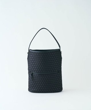 MIYABIYA LAQUOH【撥水加工】篭目柄エンボスボンディング バケツ型2WAYショルダー ブラック