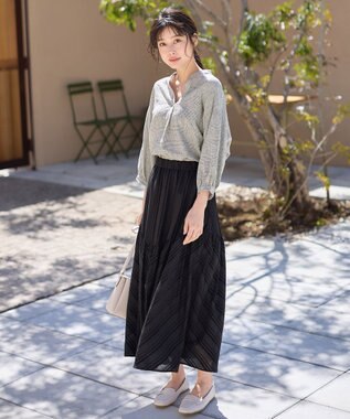 ANY L 【手洗い可能】ヨーロピアンリネンスキッパーネックブラウス チェック