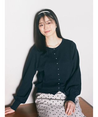 earth music&ecology 前後２ＷＡＹちびパールボタンカーディガン Dark Navy