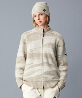 JOSEPH ABBOUD MOUNTAIN 【イタリア糸使用/軽量】ブークレーカモフラージュ ニット帽 ホワイト系2