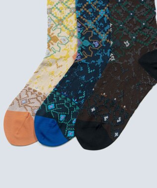 COQ Circulation ラメ花柄ソックス ダークブラウン