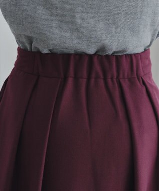 Tiaclasse 【新色追加・洗える】ウール調タックフレアスカート ワインレッド