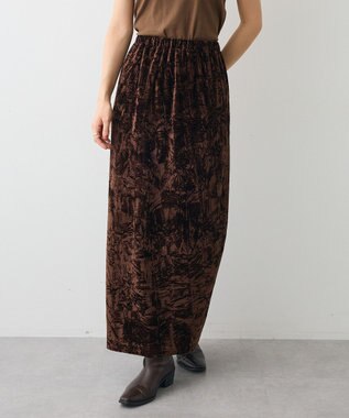 CRAFT STANDARD BOUTIQUE クラッシュベロアサイドスリットスカート Brown