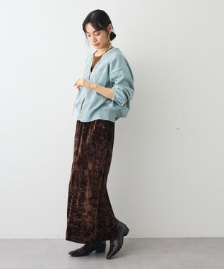CRAFT STANDARD BOUTIQUE クラッシュベロアサイドスリットスカート Brown