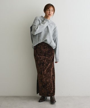 CRAFT STANDARD BOUTIQUE クラッシュベロアサイドスリットスカート Brown
