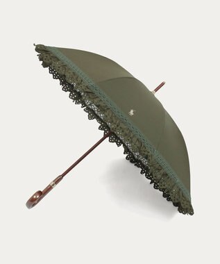 MOONBAT 【遮光/晴雨兼用日傘】POLO RALPH LAUREN(ポロ ラルフローレン) エンブフリル 長傘 遮熱 UV カーキー