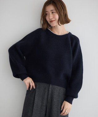 YECCA VECCA パールネックニット Navy