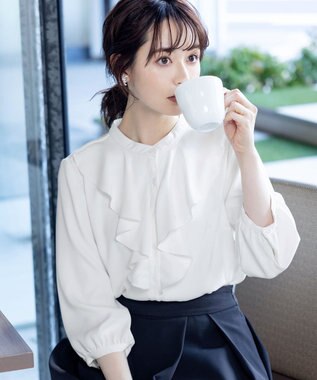 Tiaclasse 【洗える】フリルブラウス オフホワイト