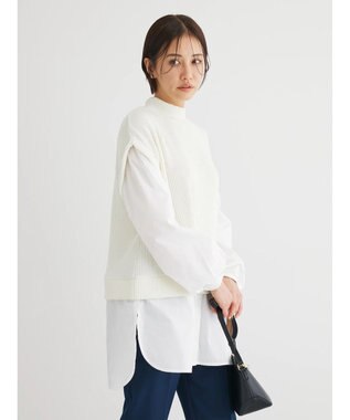 Green Parks ニットソードッキングチュニック Ecru