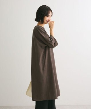 Green Parks 前後２ｗａｙ　ミディ丈タックワンピース Brown