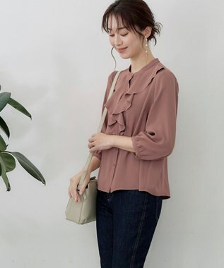 Tiaclasse 【洗える】フリルブラウス ピンク