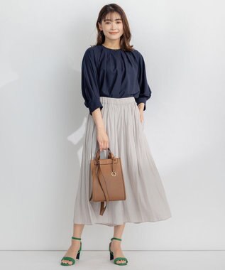 組曲 S 【WEB限定】シアーカルゼ ドルマンスリーブ ブラウス ネイビー系