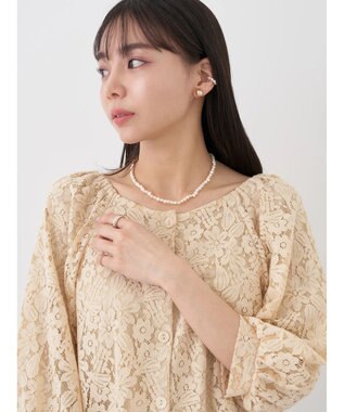 earth music&ecology フラワーレースブラウス Beige