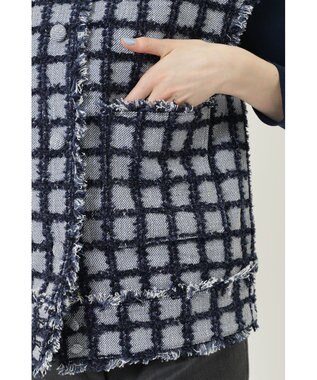 DAKS チェックツイードベスト ネイビー