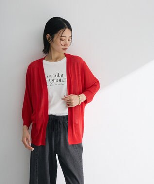 Green Parks 接触冷感七分袖カーディガン Red